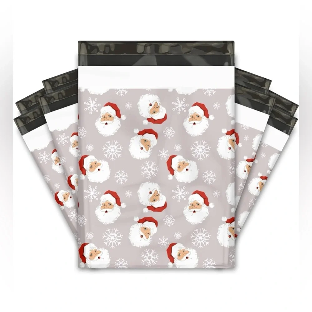 Christmas Santa 20 Poly Mailers red white grey  pack of 20 size 10 x 13